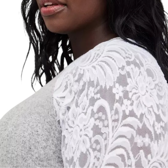 Torrid Heather Gray Super Soft Plush Lace Sleeve Raglan Sweatshirt Size 2 2XL - Picture 3 of 16